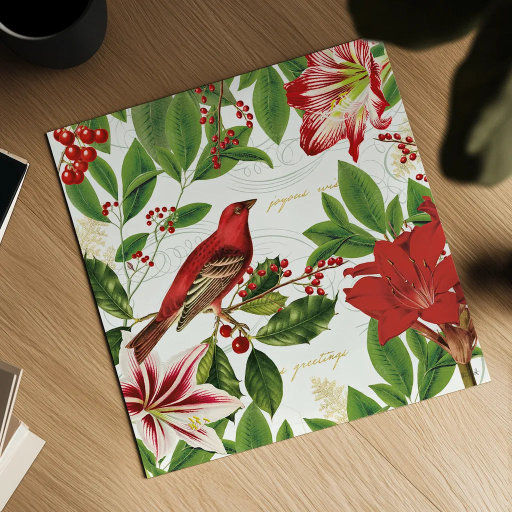 Christmas Garden IV by Katie Pertiet. Shown as a detailed flat fine art print, highlighting archival giclee quality. Available as an archival giclee rolled canvas, fine art paper, or poster print. SKU 42576a.