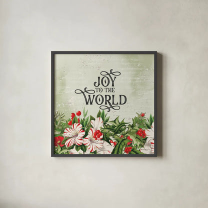 Christmas Lodge II by Katie Pertiet. Shown in a sleek black glass frame for a contemporary gallery look. Available as an archival giclee rolled canvas, fine art paper, or poster print. SKU 88871a.