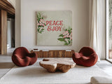 Christmas Lodge IV by Katie Pertiet. Shown as extra-large giant wall art in a modern living room. Available as an archival giclee rolled canvas, fine art paper, or poster print. SKU 88873a.