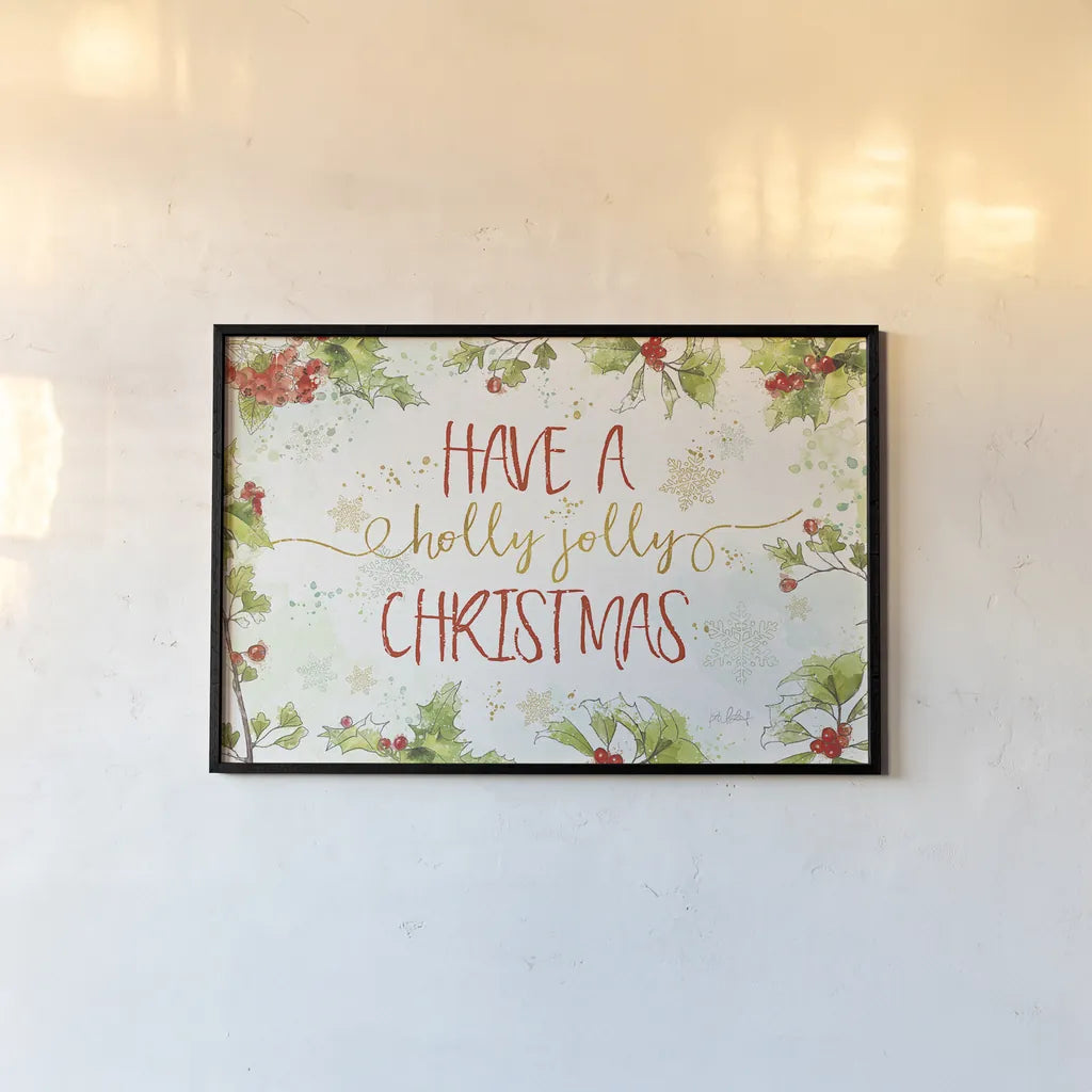 Christmas Sentiments I by Katie Pertiet. shown as a paper print in a black flame. Available as a archival giclee rolled canvas, fine art paper, or poster print. SKU 31894i.