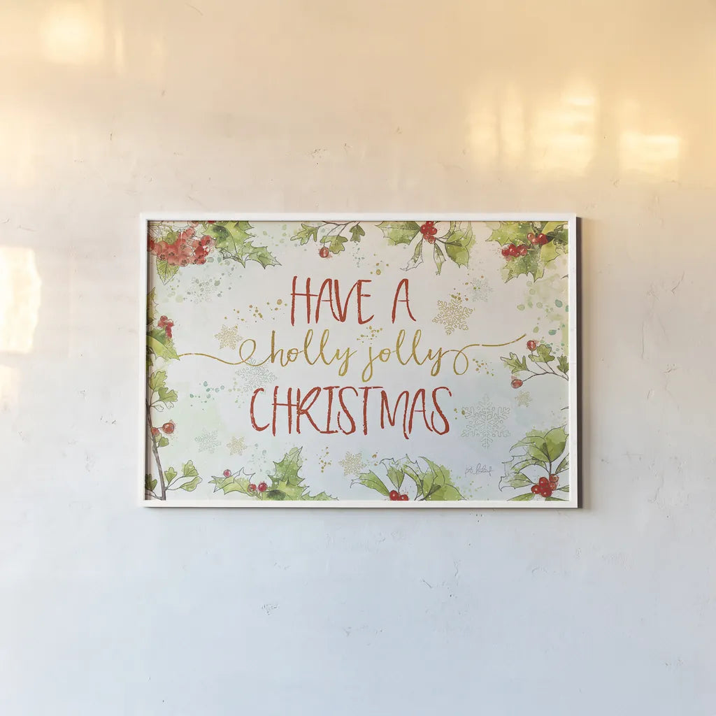Christmas Sentiments I by Katie Pertiet. shown as a paper print in a white frame. Available as a archival giclee rolled canvas, fine art paper, or poster print. SKU 31894i.