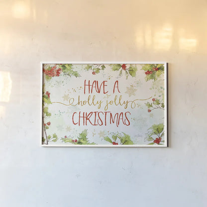 Christmas Sentiments I by Katie Pertiet. shown as a paper print in a white frame. Available as a archival giclee rolled canvas, fine art paper, or poster print. SKU 31894i.