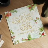 Christmas Sentiments II Gold on Wood by Katie Pertiet. Shown as a detailed flat fine art print, highlighting archival giclee quality. Available as an archival giclee rolled canvas, fine art paper, or poster print. SKU 35648a.
