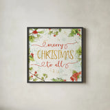 Christmas Sentiments IV by Katie Pertiet. Shown in a sleek black glass frame for a contemporary gallery look. Available as an archival giclee rolled canvas, fine art paper, or poster print. SKU 31897a.