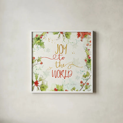 Christmas Sentiments V by Katie Pertiet. Shown in a crisp white glass frame for a clean and minimalist style. Available as an archival giclee rolled canvas, fine art paper, or poster print. SKU 31898a.