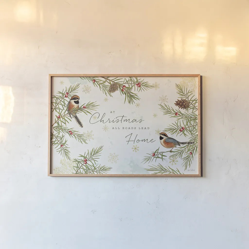 Christmas Tradition I by Katie Pertiet. shown as a paper print in a natural frame. Available as a archival giclee rolled canvas, fine art paper, or poster print. SKU 36931i.