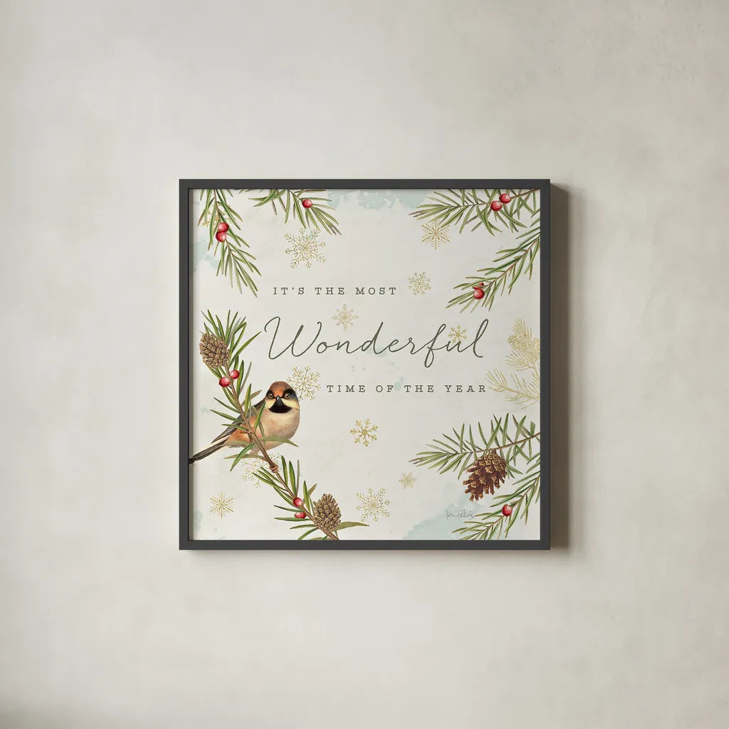 Christmas Tradition IV by Katie Pertiet. Shown in a sleek black glass frame for a contemporary gallery look. Available as an archival giclee rolled canvas, fine art paper, or poster print. SKU 36934a.