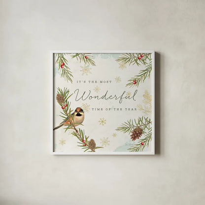 Christmas Tradition IV by Katie Pertiet. Shown in a crisp white glass frame for a clean and minimalist style. Available as an archival giclee rolled canvas, fine art paper, or poster print. SKU 36934a.