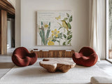 Citron Curiosities III by Katie Pertiet. Shown as extra-large giant wall art in a modern living room. Available as an archival giclee rolled canvas, fine art paper, or poster print. SKU 36938a.