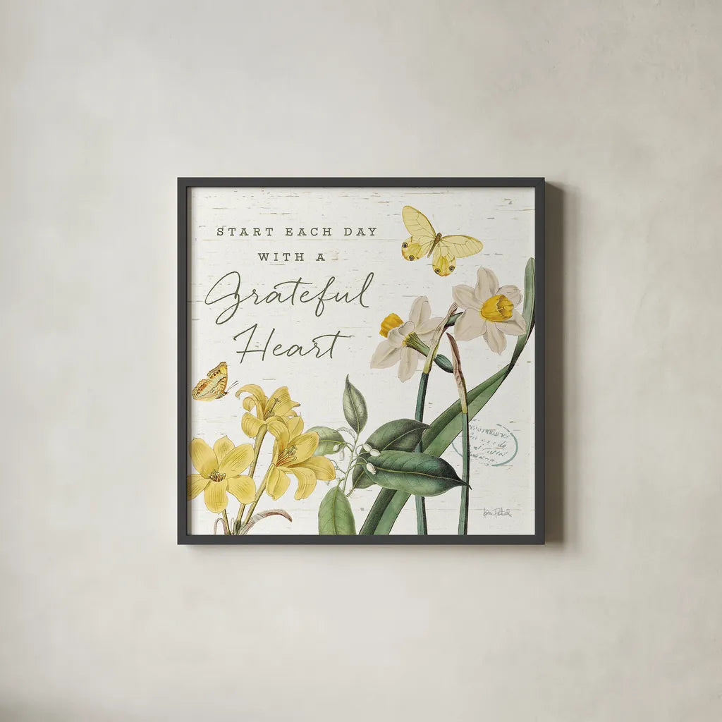 Citron Curiosities IV by Katie Pertiet. Shown in a sleek black glass frame for a contemporary gallery look. Available as an archival giclee rolled canvas, fine art paper, or poster print. SKU 36939a.