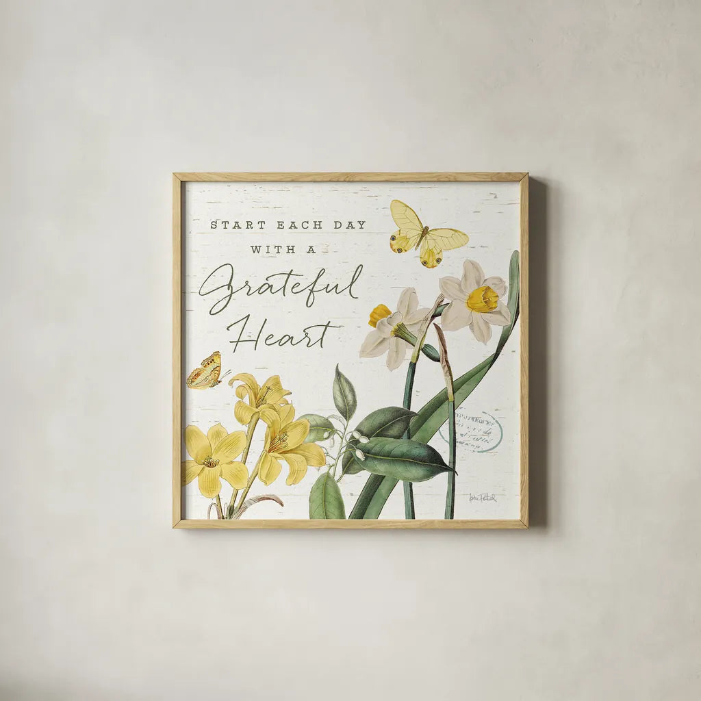 Citron Curiosities IV by Katie Pertiet. Shown in a natural wood glass frame for a timeless modern aesthetic. Available as an archival giclee rolled canvas, fine art paper, or poster print. SKU 36939a.