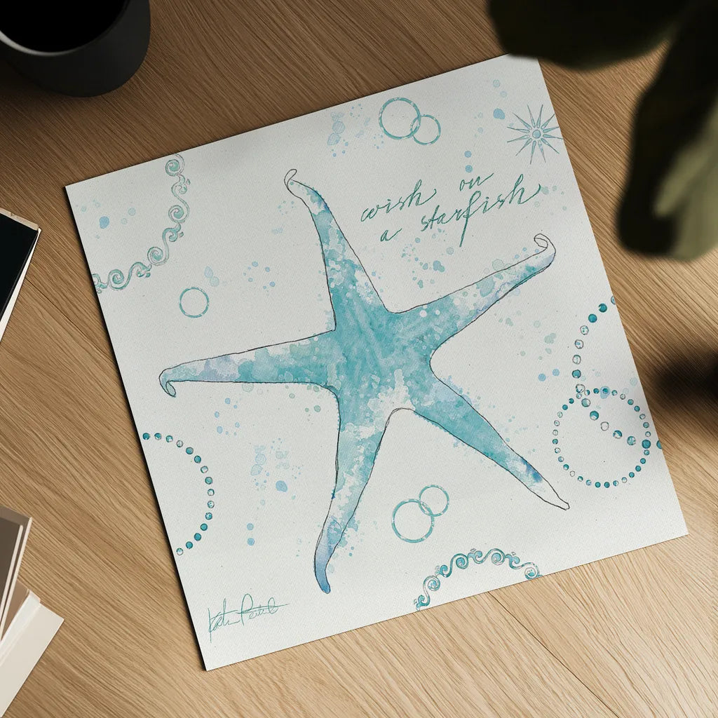 Coastal Splash I by Katie Pertiet. Shown as a detailed flat fine art print, highlighting archival giclee quality. Available as an archival giclee rolled canvas, fine art paper, or poster print. SKU 25963a.