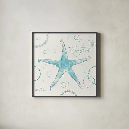 Coastal Splash I by Katie Pertiet. Shown in a sleek black glass frame for a contemporary gallery look. Available as an archival giclee rolled canvas, fine art paper, or poster print. SKU 25963a.