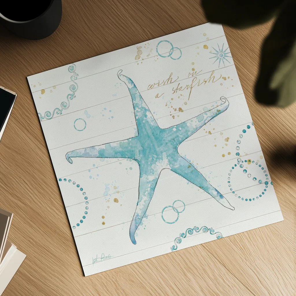 Coastal Splash I Gold by Katie Pertiet. Shown as a detailed flat fine art print, highlighting archival giclee quality. Available as an archival giclee rolled canvas, fine art paper, or poster print. SKU 57898a.