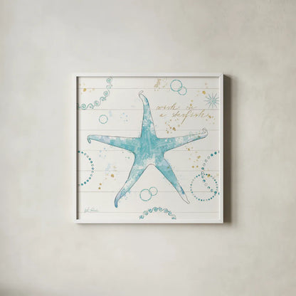 Coastal Splash I Gold by Katie Pertiet. Shown in a crisp white glass frame for a clean and minimalist style. Available as an archival giclee rolled canvas, fine art paper, or poster print. SKU 57898a.