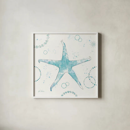Coastal Splash I No Words by Katie Pertiet. Shown in a crisp white glass frame for a clean and minimalist style. Available as an archival giclee rolled canvas, fine art paper, or poster print. SKU 65722a.