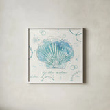 Coastal Splash II by Katie Pertiet. Shown in a crisp white glass frame for a clean and minimalist style. Available as an archival giclee rolled canvas, fine art paper, or poster print. SKU 25964a.