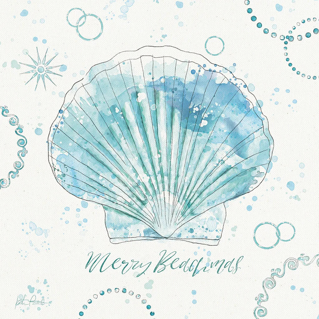 Coastal Splash II Merry Beachmas by Katie Pertiet. SKU 37715a. Archival Giclee Fine art print for wall decor.