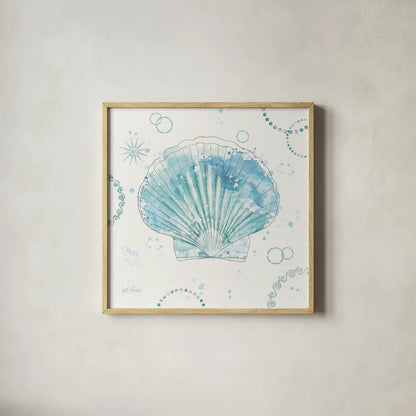 Coastal Splash II No Words by Katie Pertiet. Shown in a natural wood glass frame for a timeless modern aesthetic. Available as an archival giclee rolled canvas, fine art paper, or poster print. SKU 65723a.