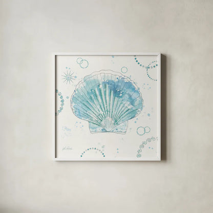 Coastal Splash II No Words by Katie Pertiet. Shown in a crisp white glass frame for a clean and minimalist style. Available as an archival giclee rolled canvas, fine art paper, or poster print. SKU 65723a.