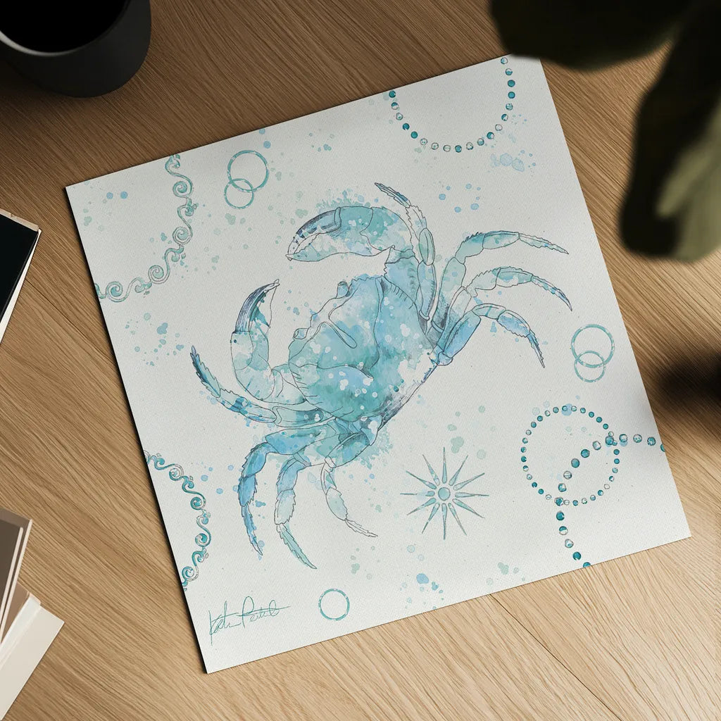 Coastal Splash IV by Katie Pertiet. Shown as a detailed flat fine art print, highlighting archival giclee quality. Available as an archival giclee rolled canvas, fine art paper, or poster print. SKU 25966a.