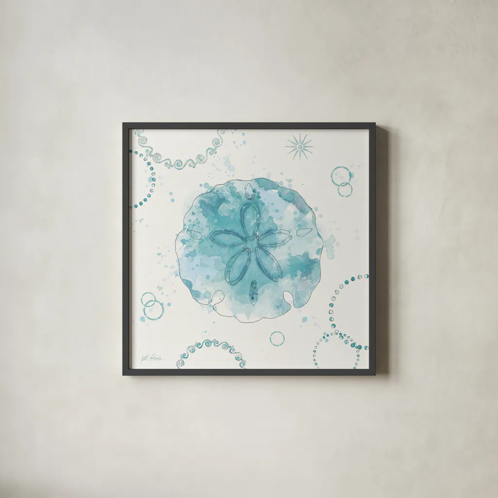 Coastal Splash VIII by Katie Pertiet. Shown in a sleek black glass frame for a contemporary gallery look. Available as an archival giclee rolled canvas, fine art paper, or poster print. SKU 64237a.