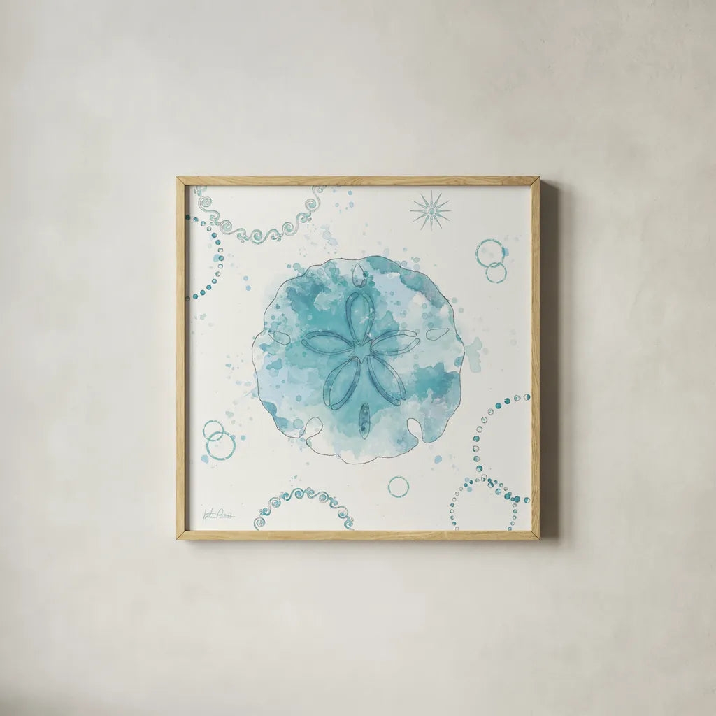 Coastal Splash VIII by Katie Pertiet. Shown in a natural wood glass frame for a timeless modern aesthetic. Available as an archival giclee rolled canvas, fine art paper, or poster print. SKU 64237a.