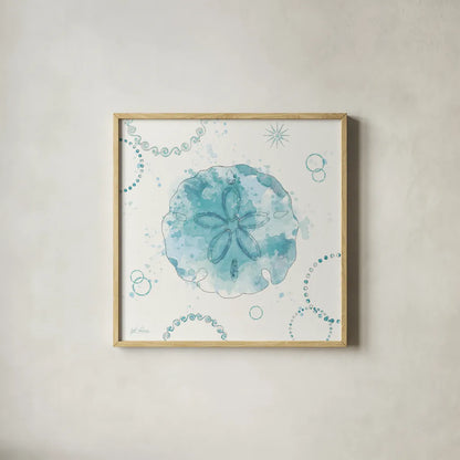 Coastal Splash VIII by Katie Pertiet. Shown in a natural wood glass frame for a timeless modern aesthetic. Available as an archival giclee rolled canvas, fine art paper, or poster print. SKU 64237a.