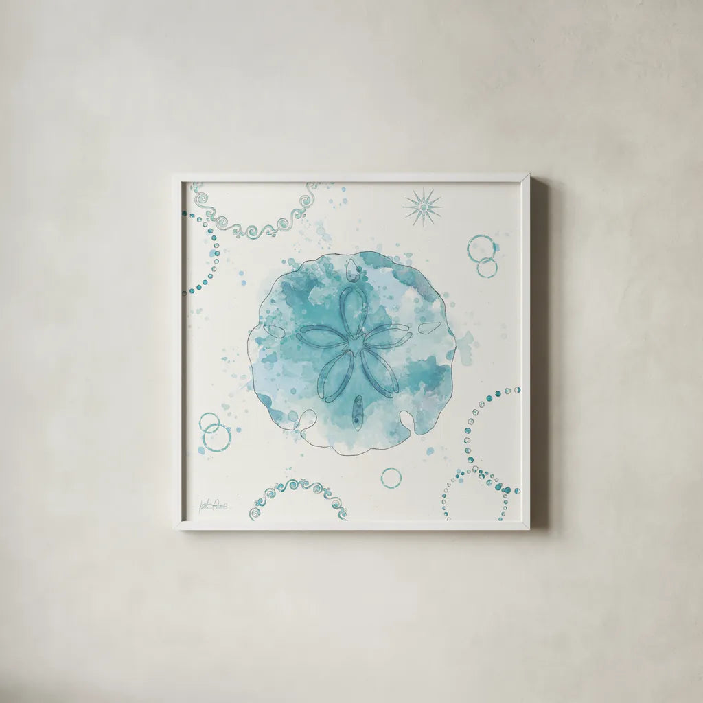 Coastal Splash VIII by Katie Pertiet. Shown in a crisp white glass frame for a clean and minimalist style. Available as an archival giclee rolled canvas, fine art paper, or poster print. SKU 64237a.