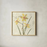 Daffodil Square by Katie Pertiet. Shown in a natural wood glass frame for a timeless modern aesthetic. Available as an archival giclee rolled canvas, fine art paper, or poster print. SKU 5986a.