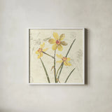 Daffodil Square by Katie Pertiet. Shown in a crisp white glass frame for a clean and minimalist style. Available as an archival giclee rolled canvas, fine art paper, or poster print. SKU 5986a.