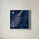 Dark True Blue III by Katie Pertiet. Shown in a crisp white glass frame for a clean and minimalist style. Available as an archival giclee rolled canvas, fine art paper, or poster print. SKU 66619a.
