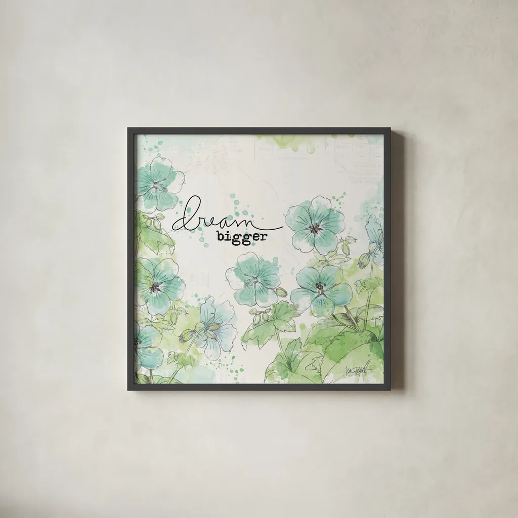 Dream and Faith I by Katie Pertiet. Shown in a sleek black glass frame for a contemporary gallery look. Available as an archival giclee rolled canvas, fine art paper, or poster print. SKU 31815a.