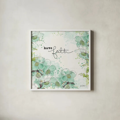 Dream and Faith II by Katie Pertiet. Shown in a crisp white glass frame for a clean and minimalist style. Available as an archival giclee rolled canvas, fine art paper, or poster print. SKU 31816a.