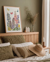 Easter Garden Floral VI by Katie Pertiet. shown as a paper print in a natural frame. Available as a archival giclee rolled canvas, fine art paper, or poster print. SKU 73282h.