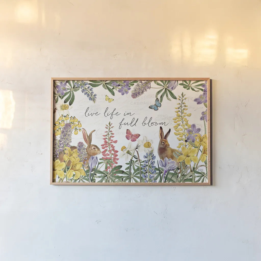 Easter Garden I by Katie Pertiet. shown as a paper print in a natural frame. Available as a archival giclee rolled canvas, fine art paper, or poster print. SKU 46856i.