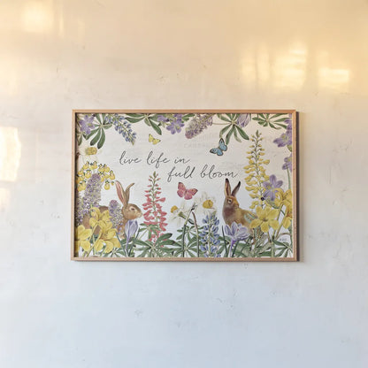 Easter Garden I by Katie Pertiet. shown as a paper print in a natural frame. Available as a archival giclee rolled canvas, fine art paper, or poster print. SKU 46856i.