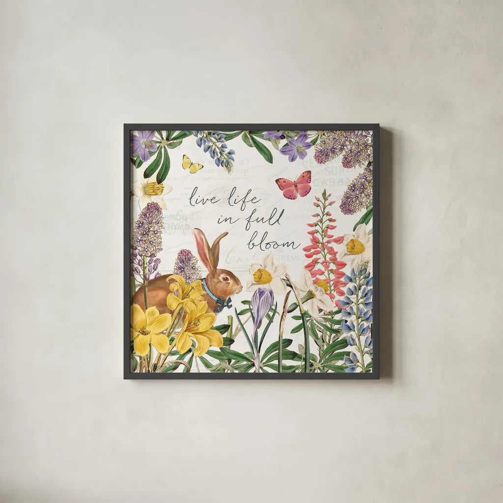 Easter Garden II Bow Tie by Katie Pertiet. Shown in a sleek black glass frame for a contemporary gallery look. Available as an archival giclee rolled canvas, fine art paper, or poster print. SKU 59550a.