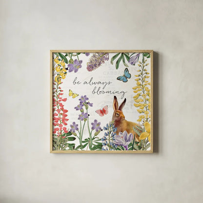 Easter Garden III by Katie Pertiet. Shown in a natural wood glass frame for a timeless modern aesthetic. Available as an archival giclee rolled canvas, fine art paper, or poster print. SKU 46858a.