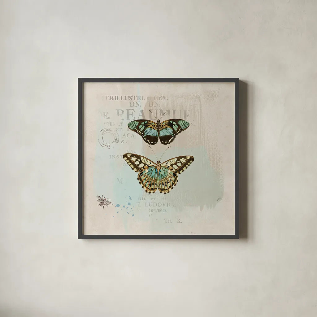 En Bleu III by Katie Pertiet. Shown in a sleek black glass frame for a contemporary gallery look. Available as an archival giclee rolled canvas, fine art paper, or poster print. SKU 21347a.