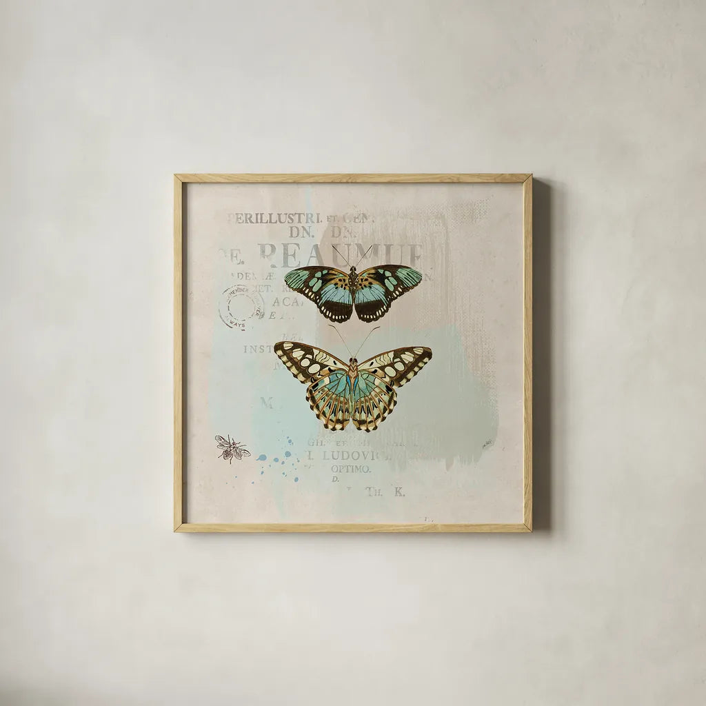 En Bleu III by Katie Pertiet. Shown in a natural wood glass frame for a timeless modern aesthetic. Available as an archival giclee rolled canvas, fine art paper, or poster print. SKU 21347a.