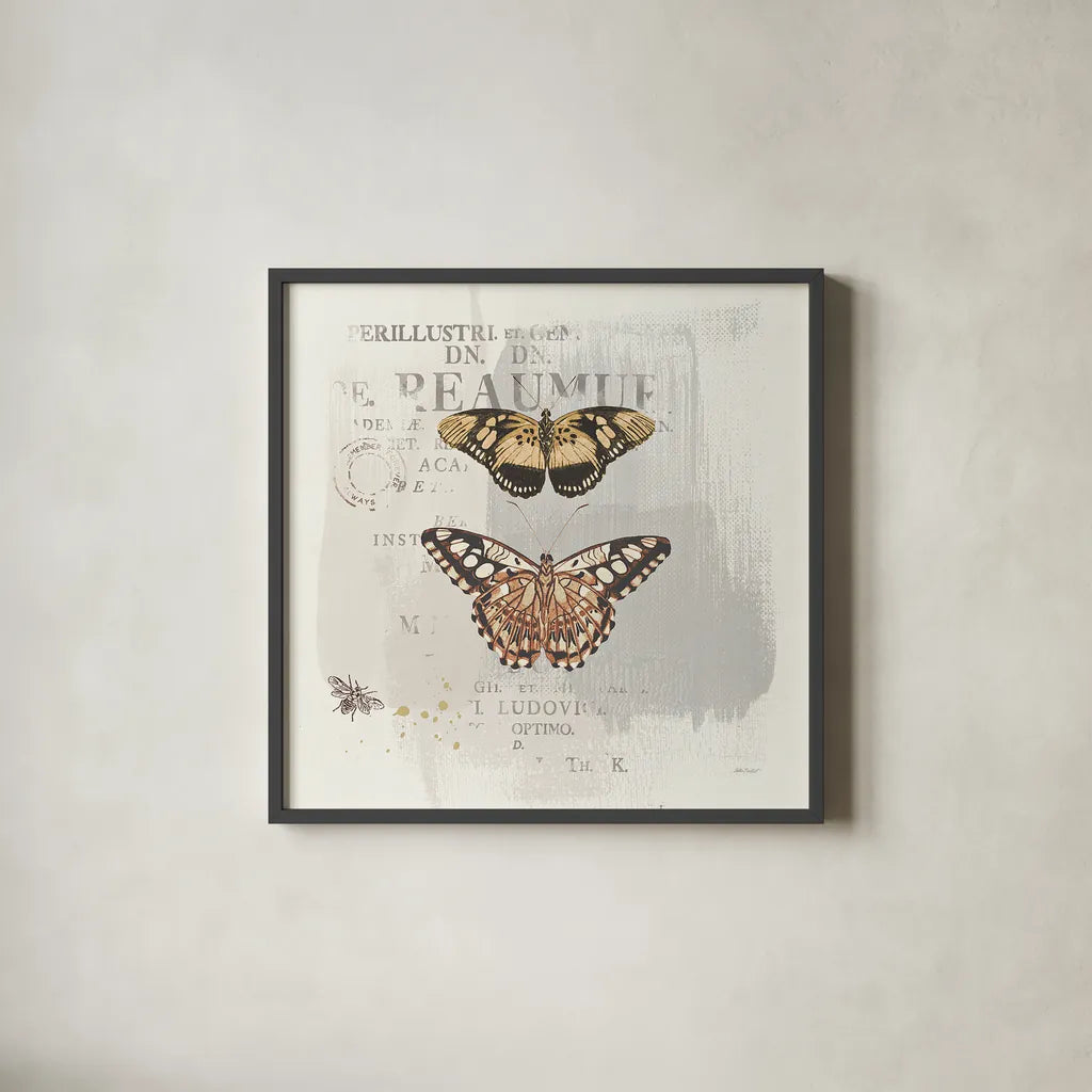 En Bleu III Neutral by Katie Pertiet. Shown in a sleek black glass frame for a contemporary gallery look. Available as an archival giclee rolled canvas, fine art paper, or poster print. SKU 30744a.