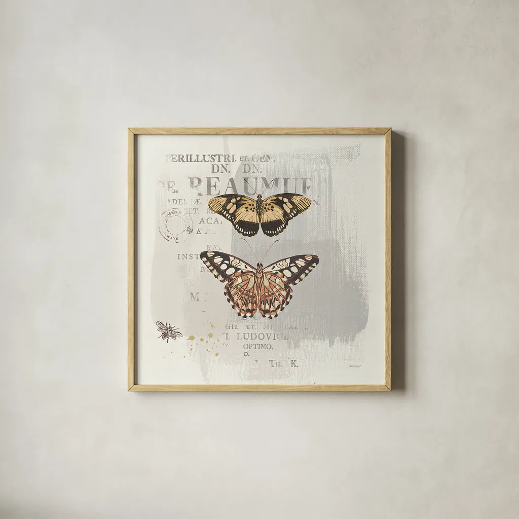 En Bleu III Neutral by Katie Pertiet. Shown in a natural wood glass frame for a timeless modern aesthetic. Available as an archival giclee rolled canvas, fine art paper, or poster print. SKU 30744a.