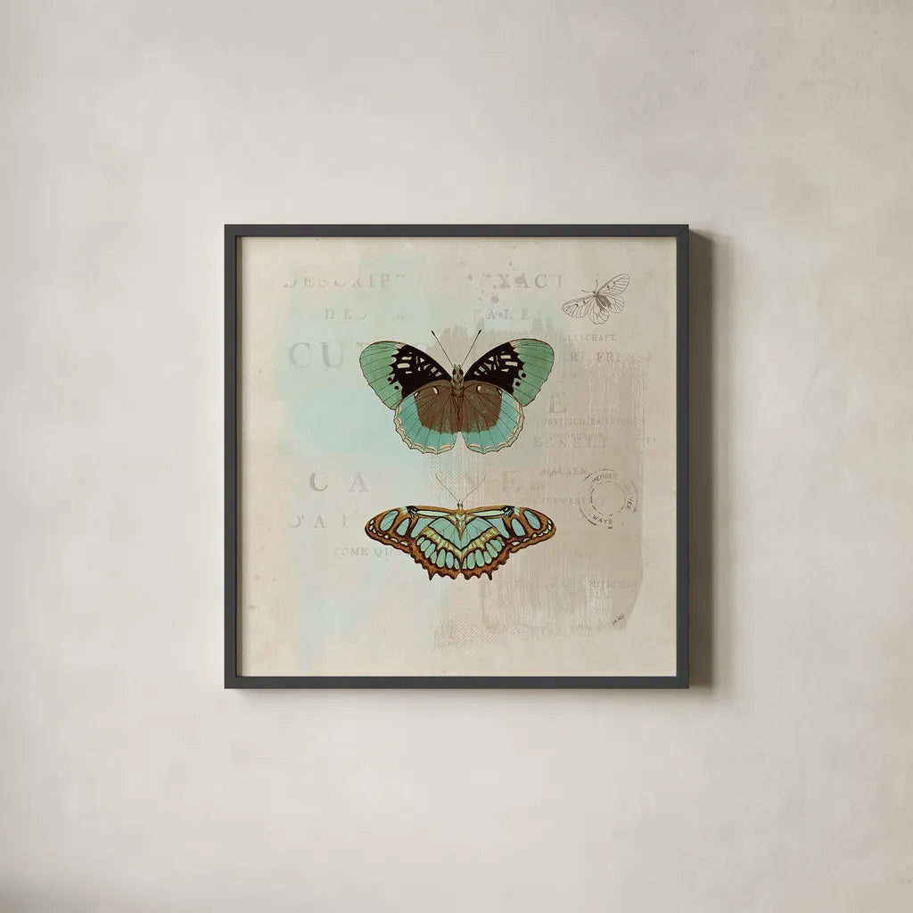 En Bleu IV by Katie Pertiet. Shown in a sleek black glass frame for a contemporary gallery look. Available as an archival giclee rolled canvas, fine art paper, or poster print. SKU 21348a.