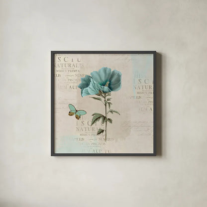 En Bleu V by Katie Pertiet. Shown in a sleek black glass frame for a contemporary gallery look. Available as an archival giclee rolled canvas, fine art paper, or poster print. SKU 21349a.