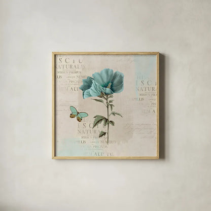 En Bleu V by Katie Pertiet. Shown in a natural wood glass frame for a timeless modern aesthetic. Available as an archival giclee rolled canvas, fine art paper, or poster print. SKU 21349a.