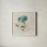 En Bleu V by Katie Pertiet. Shown in a crisp white glass frame for a clean and minimalist style. Available as an archival giclee rolled canvas, fine art paper, or poster print. SKU 21349a.