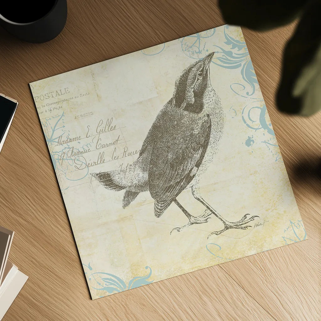 Engraved Birds I by Katie Pertiet. Shown as a detailed flat fine art print, highlighting archival giclee quality. Available as an archival giclee rolled canvas, fine art paper, or poster print. SKU 11402a.