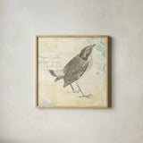 Engraved Birds I by Katie Pertiet. Shown in a natural wood glass frame for a timeless modern aesthetic. Available as an archival giclee rolled canvas, fine art paper, or poster print. SKU 11402a.