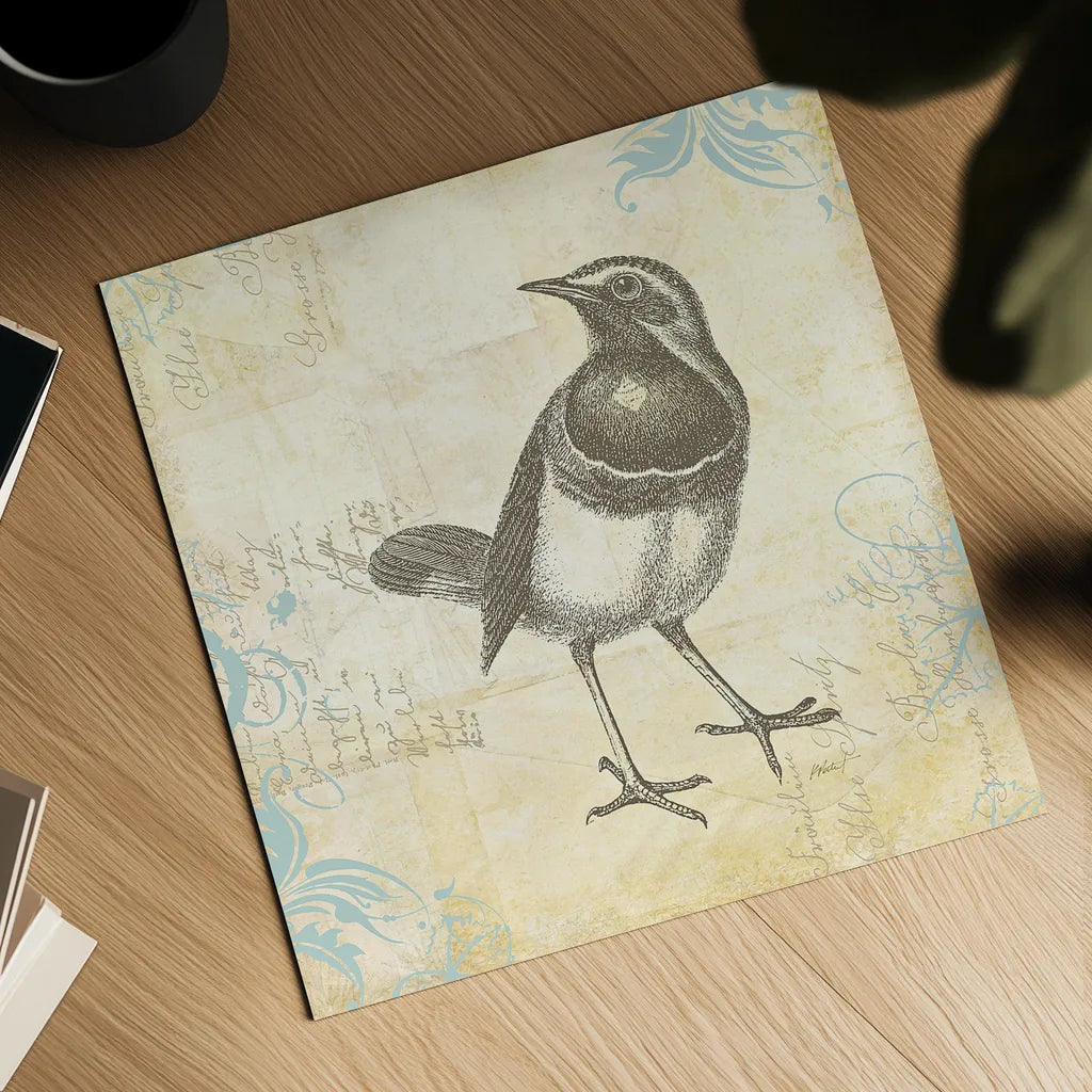 Engraved Birds II by Katie Pertiet. Shown as a detailed flat fine art print, highlighting archival giclee quality. Available as an archival giclee rolled canvas, fine art paper, or poster print. SKU 11403a.